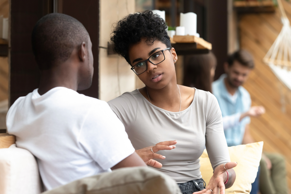 girlfriend discussing relationships with boyfriend
